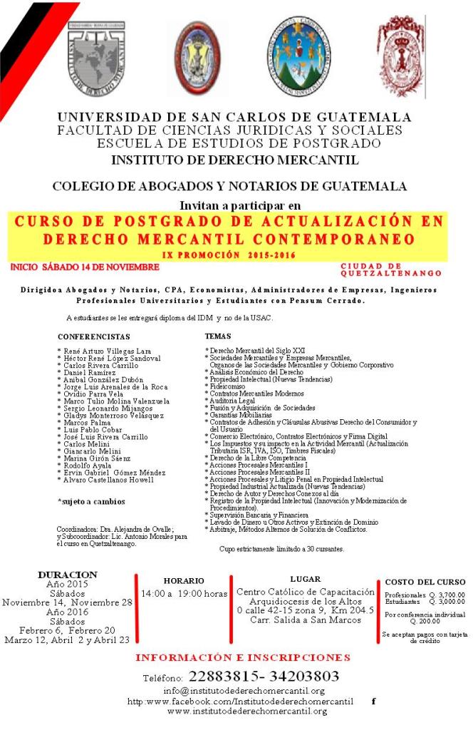 PENSUM  CPADMC IX PROMOCION QUETZALTENANGO 2015-2016
